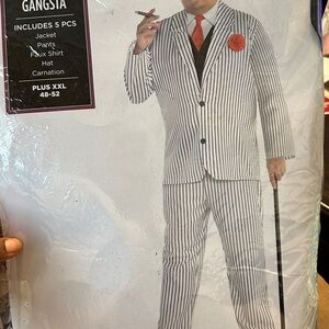 Men's Black and White Striped Suit Costume